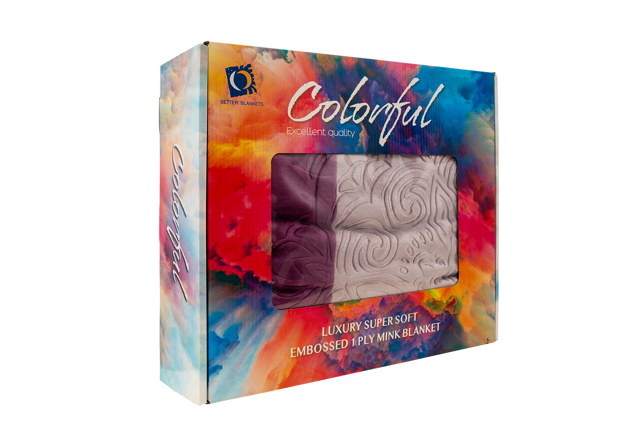 Colourful Faux Mink Blanket 1 Ply Queen Size - Image 4
