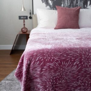 Colourful Faux Mink Blanket 1 Ply Queen Size